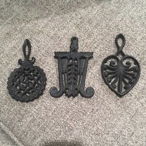Three Vintage Cast Iron Hot Plate Trivet